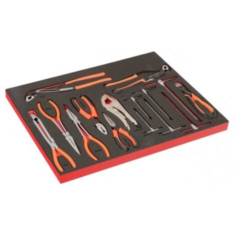 BAHCO - Module mousse Fit&Go 3/3 marquage laser, pinces & clés mâles 6 pans en T - 15 Pc