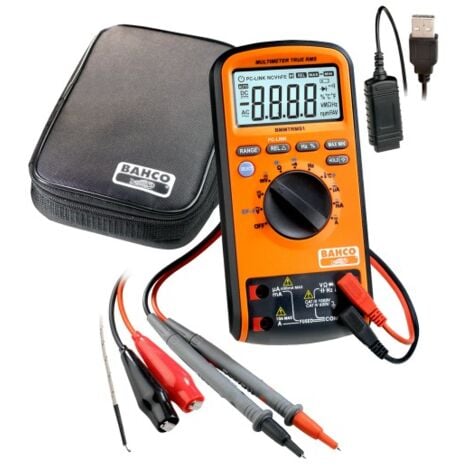 BAHCO - Multimètre digital, True RMS, 1000 V et connexion pour PC