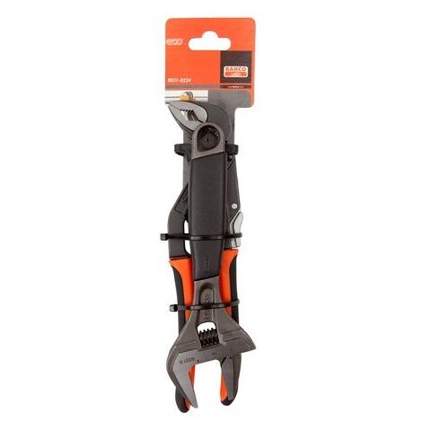 Bahco – Pince multiprise 8224 – Taille 250mm – Compatible tubes jusqu'à 50mm – Poignée ergonomique pour usage intensif – Lot de 2 outils