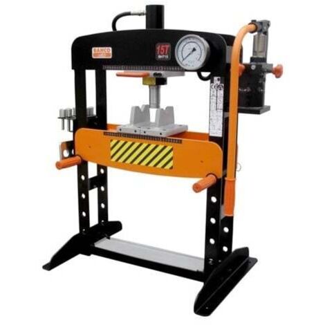 Bahco – Presse hydraulique 15T – Capacité 15 000 kg – Pompe double vitesse avec soupape de sécurité – Manomètre glycérine pour lecture précise