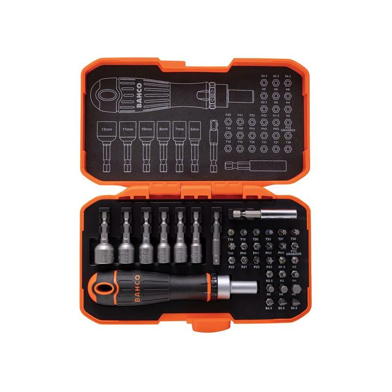 Bahco - 59/S36BCR Ratcheting Coloured Bit Set Screwdrivber 36 Piece BAH59S36BCR