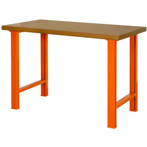 Bahco Robuste Werkbank mit MDF-Arbeitsplatte und 4 Beinen, orange, 1800 mm x 750 mm x 1030 mm