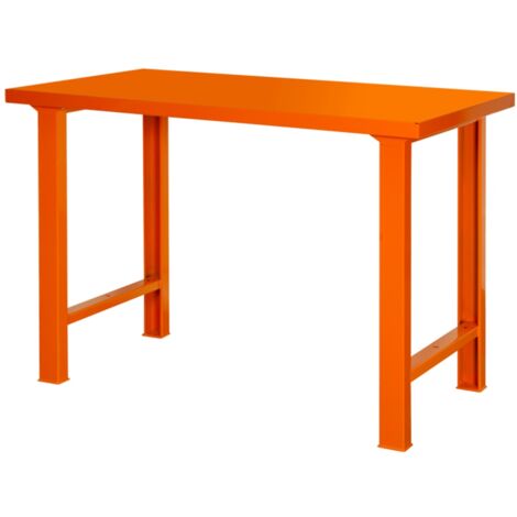 Bahco Robuste Werkbank mit Stahl-Arbeits/-Ablageplatte und 4 Beinen, orange, 1500 mm x 750 mm x 1030 mm