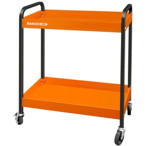 Bahco Rollwagen mit zwei Ablagen aus Aluminium, orange, 759 mm x 432 mm x 1025 mm