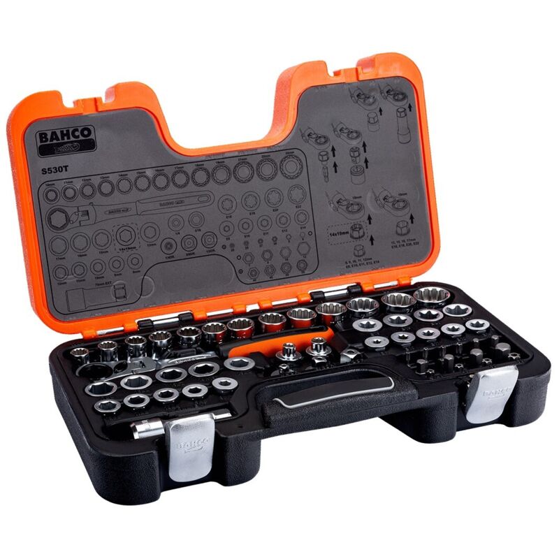Bahco - Metric 1/2in Drive Pass Through Socket And Bit Set 53 Piece S530T