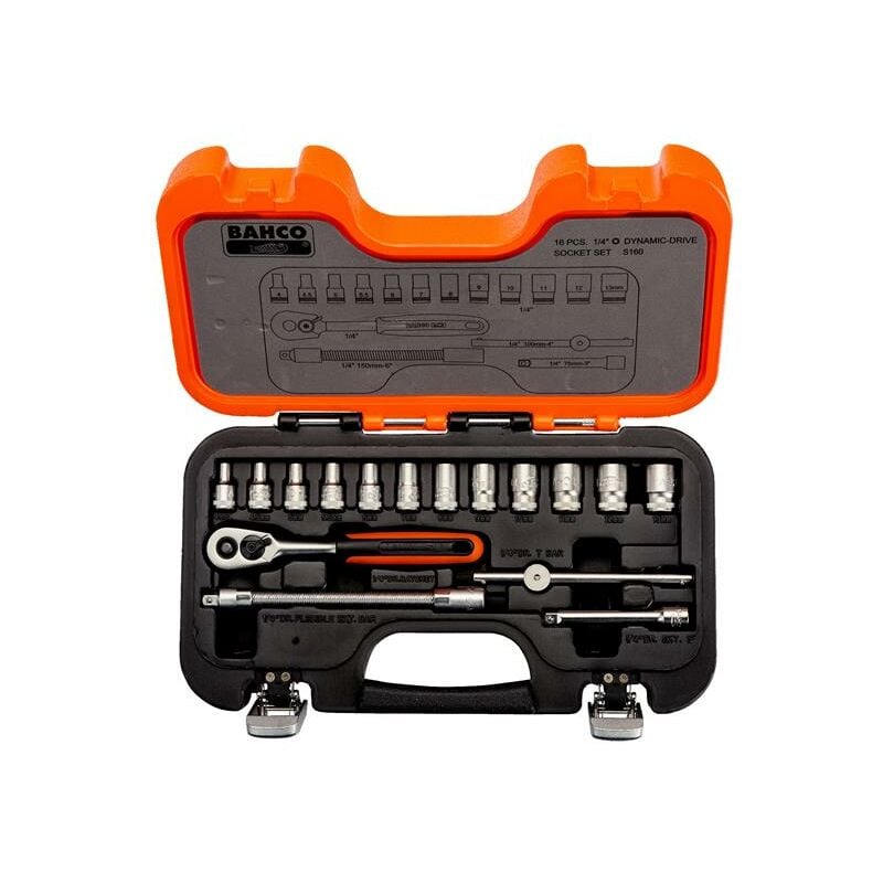 Metric Socket Set 16 Piece 1/4in Drive Single Hex In a Case BAHS160 - Bahco