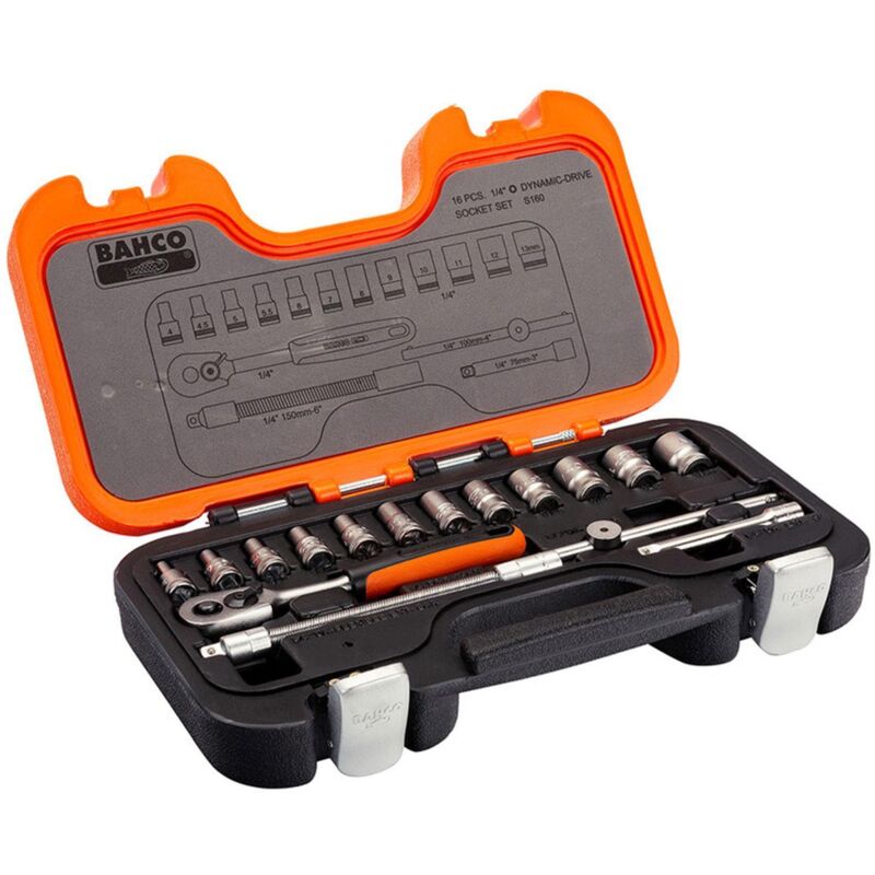 Bahco - Metric Socket Set 16 Piece 1/4in Drive Single Hex In a Case BAHS160