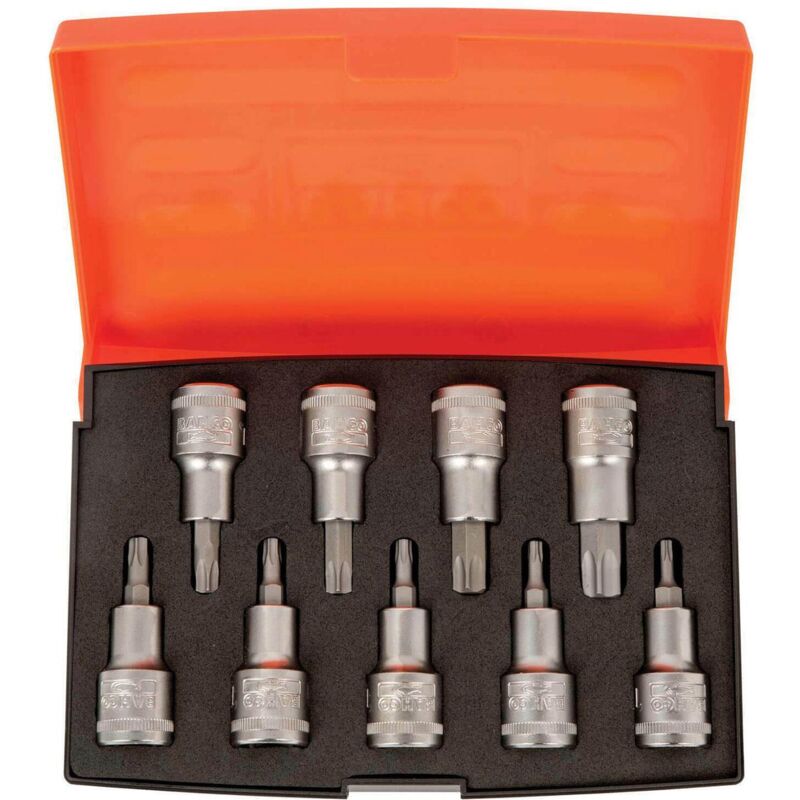 Bahco - 1/2in Drive Torx Bit Socket Set 9 Piece Matt Finish In a Case S9TORX