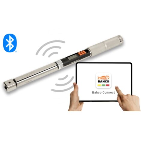 Bahco Schlanker elektronischer Drehmoment-/Drehwinkelschlüssel 7-135 Nm mit Datenspeicher & Bluetooth Schnittstelle. Rechteckige Aufnahme für Einsteck
