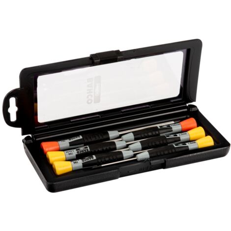 Bahco Schraubendreher-Satz mit Präzisionsgriff für Schlitz- und Phillips-Schrauben, 1,5-3 mm und PH0-PH1 - 6-tlg.