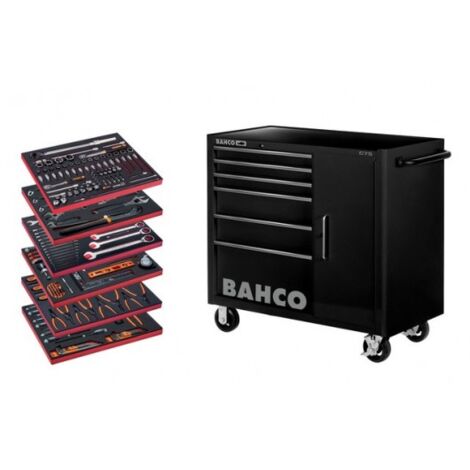 Bahco – Servante d'atelier roulante 6 tiroirs – Charge max 30 kg par tiroir – Dimensions 881 x 445 x 184 mm – Construction acier renforcé