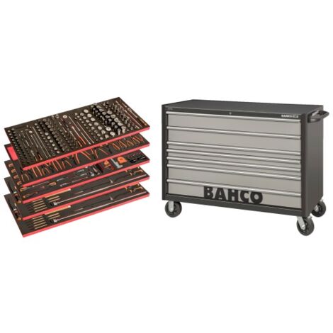 Bahco – Servante d'atelier roulante 7 tiroirs – Construction acier double paroi – Système Lock&Go – Roues silencieuses 150mm – 457 pièces