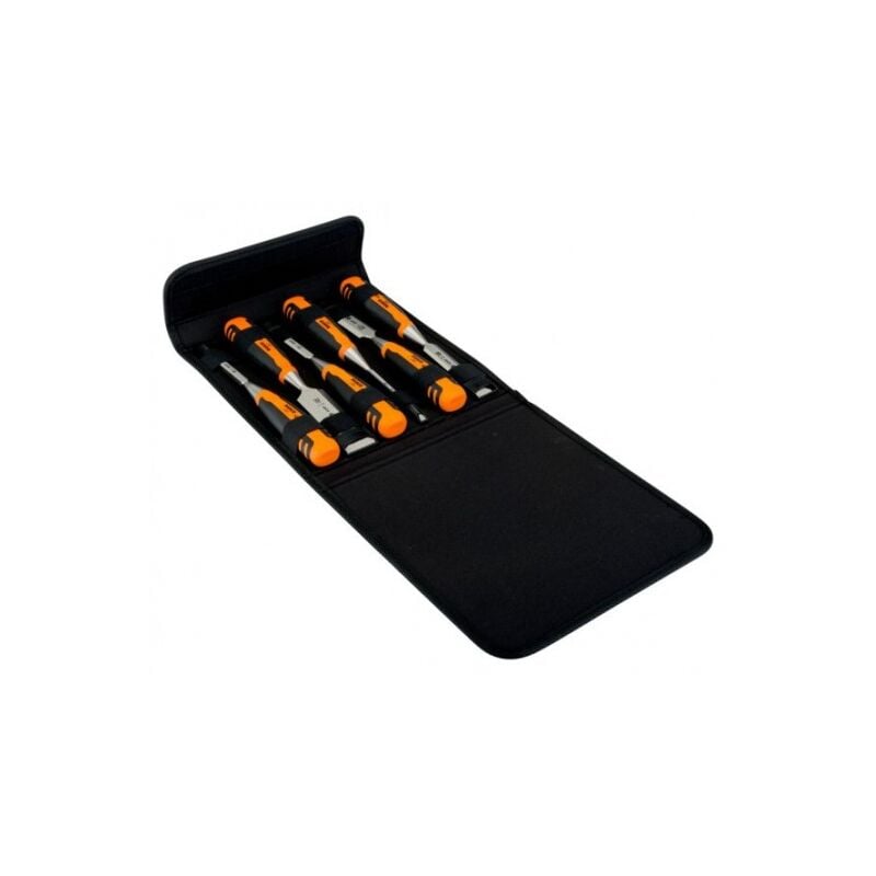 Jeu de burins avec manche revêtement caoutchouc - 6 pcs/pochette en polyester - Bahco