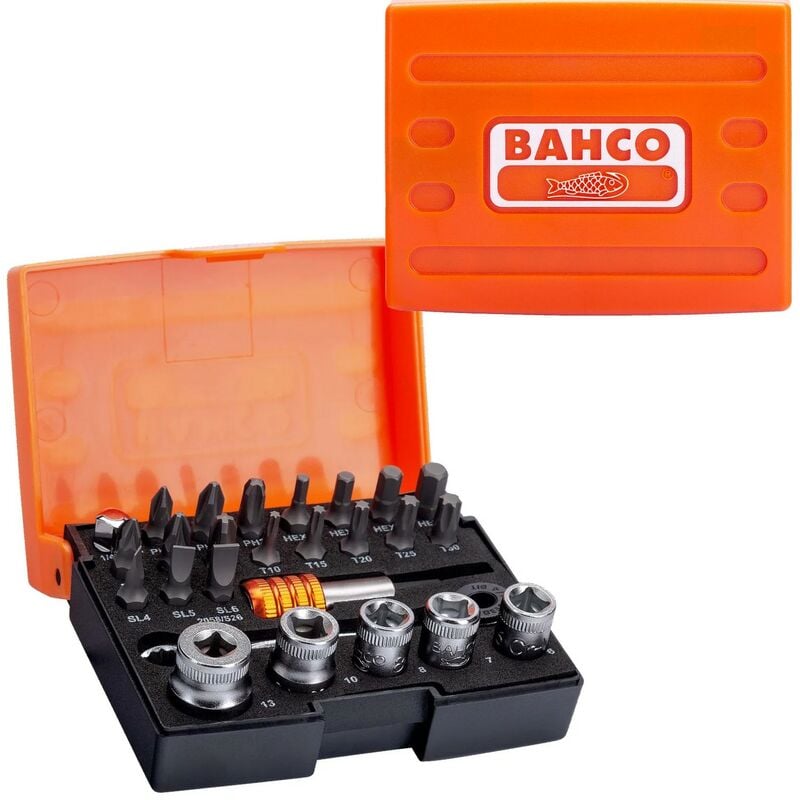 Bahco 2058/S26 26 Piece Ratchet Socket Bit Set 1/4in Drive PZ PH Hx Torx Slotted