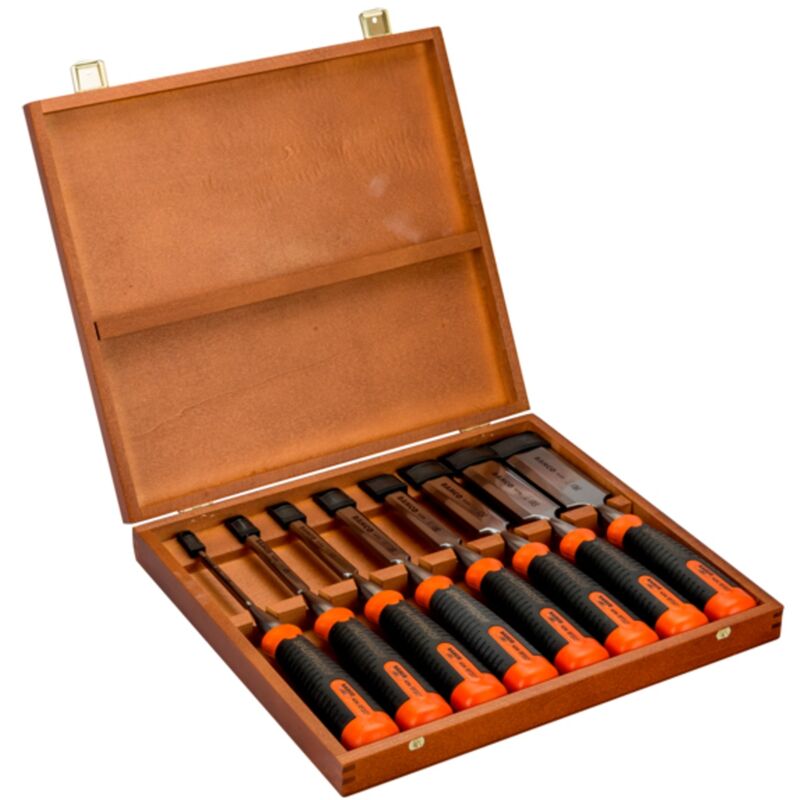 Ergo Stechbeitel-Satz, 8-tlg., 6,10,12,16,18,25,32,38 mm, in Holzkiste - Bahco