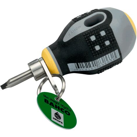 BAHCO - Tournevis court ERGO™ pour vis à fente avec mandrin de sécurité, 1mmx5,5mmx25mm