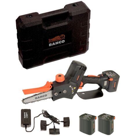 Bahco – Tronçonneuse à batterie 600W – Moteur Brushless – 3 batteries 4,2Ah – Capacité de coupe jusqu'à 110mm – Design ergonomique - BCL15IB