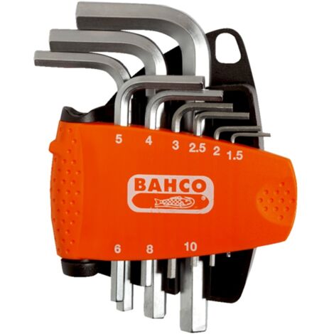 Bahco Winkelschraubendreher-Satz, Sechskant, metrisch, vernickelt, mit kompaktem Kunststoffhalter - 9-tlg.