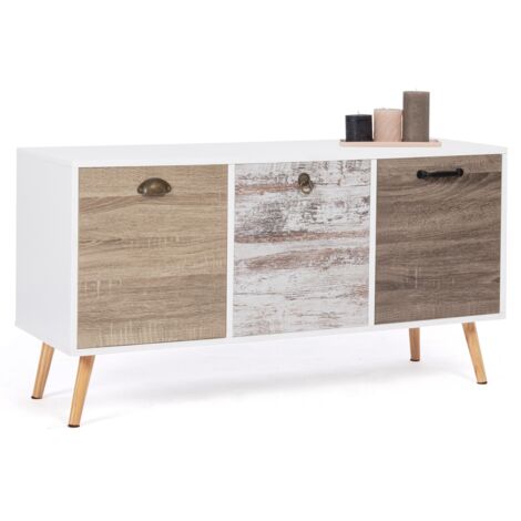 BAHIA 113 cm Credenza bassa scandinava a 3 ante