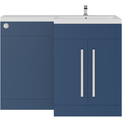 Bahtroom L Shape Vanity Unit RH Basin Sink Furniture Matt Navy Blue