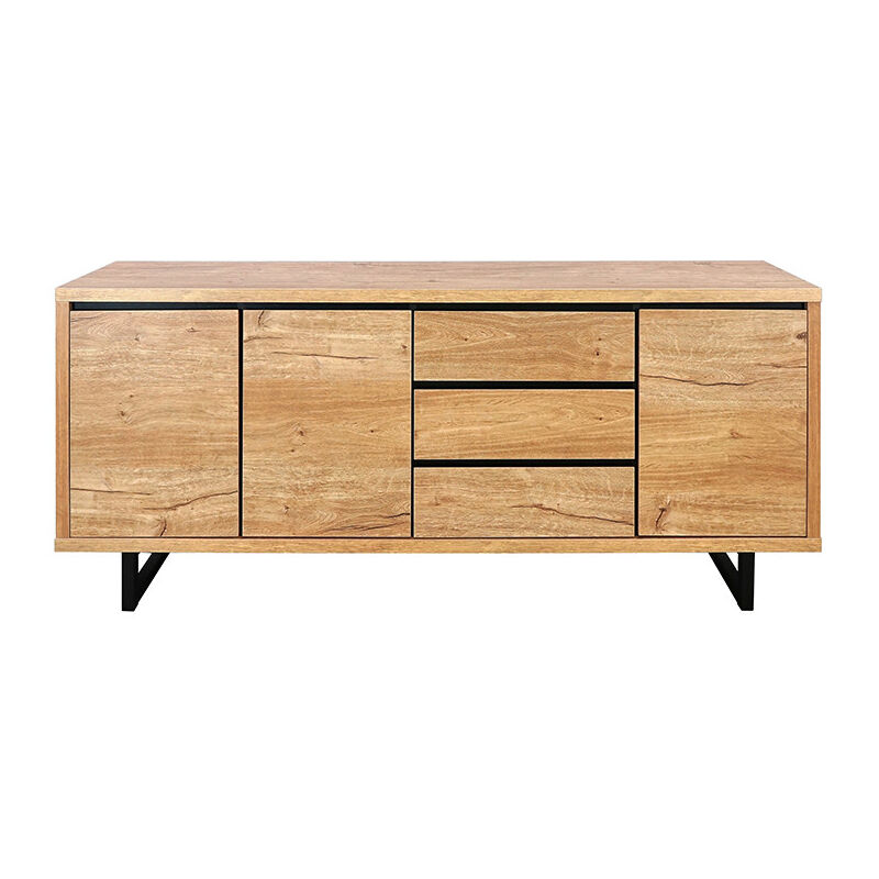 Bahut 3 tiroirs 3 portes pieds métal Sully