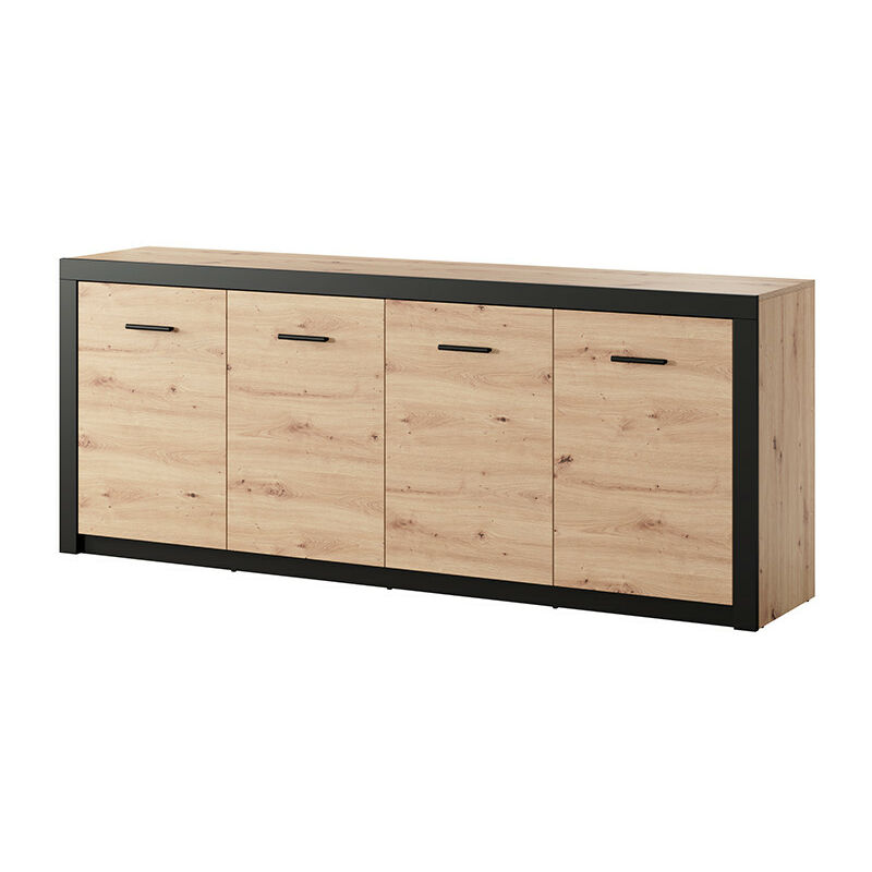 Bahut 4 portes naturel et noir Brussel