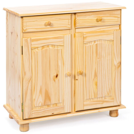Bahut Bois 2 Portes 2 Tiroirs "Alienor" 88cm Naturel