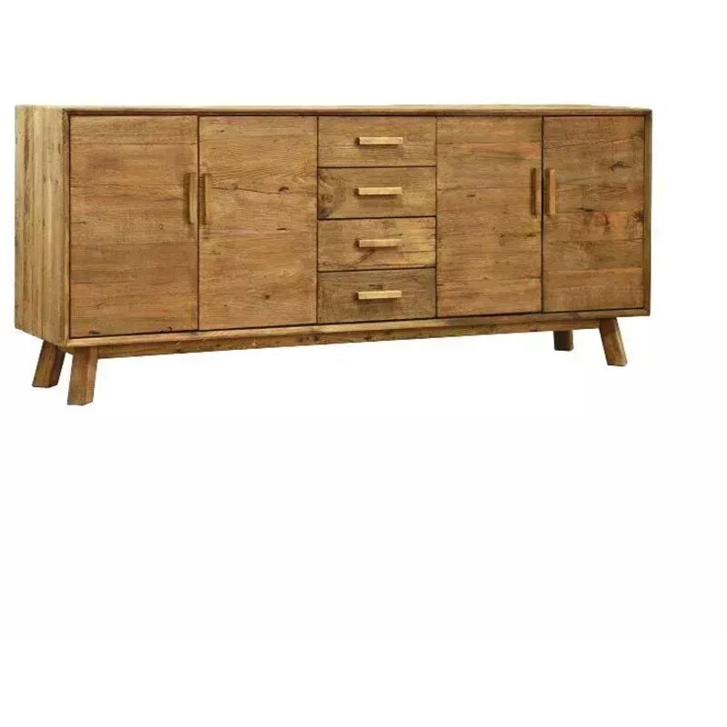 Buffet 200 cm en pin massif recyclé 4 tiroirs 4 portes - chalet