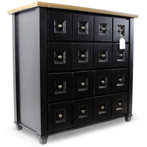 Bahut grainetier 16 tiroirs - Bois-MDF - Noir - Décoration d'Autrefois
