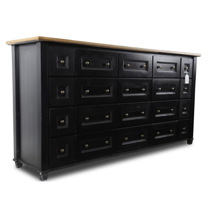 Bahut grainetier 20 tiroirs - Bois-MDF - Noir - Décoration d'Autrefois