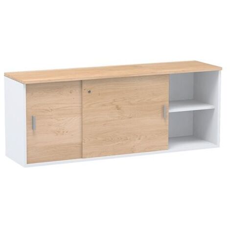 Bahut L 160 cm chêne clair - corps blanc Exprim - Maxiburo