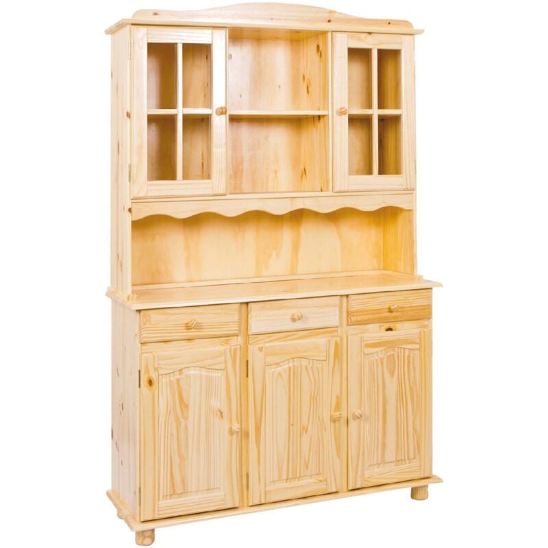 Buffet avec trois portes et trois tiroirs, couleur chêne clair, 130 x 198 x 32 cm