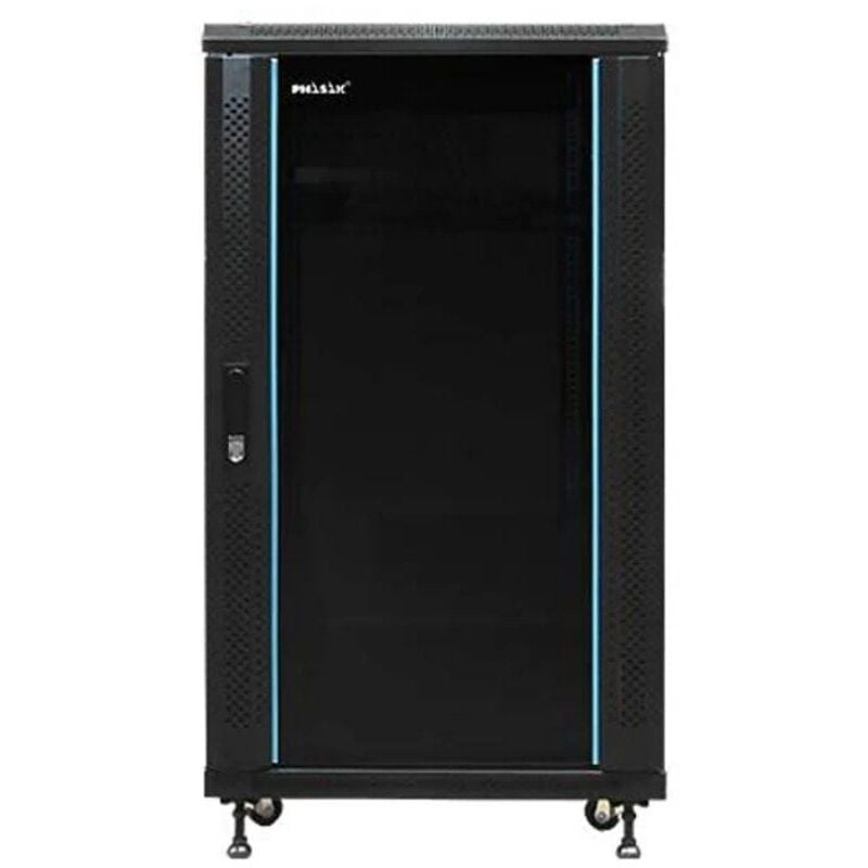 Phasak - Baie 19' Pro 32U 600x800 démontée - pho 6832 Porte de verre trempé, ventilation, multiprise 8 prises, plateaux et roulettes.