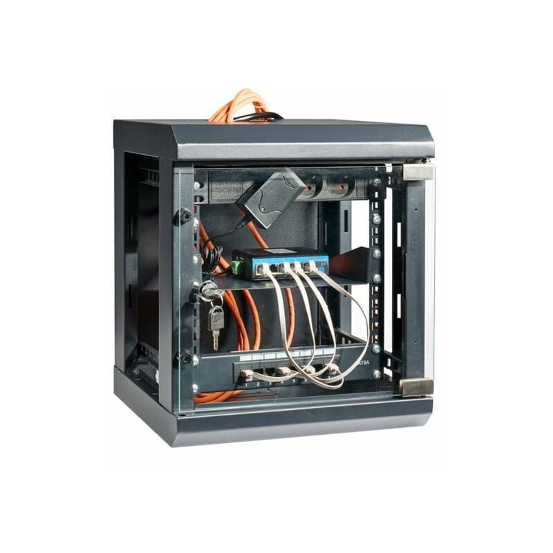 Ohmtec - Baie de brassage et porte en verre avec serrure à clé