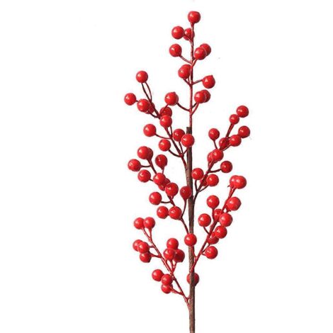 Baies rouges artificielles avec tige, 6 branches, baies de houx artificielles, fausses fleurs et fruits pour Noël, le printemps, les fêtes, composition florale en vase, bouquet.