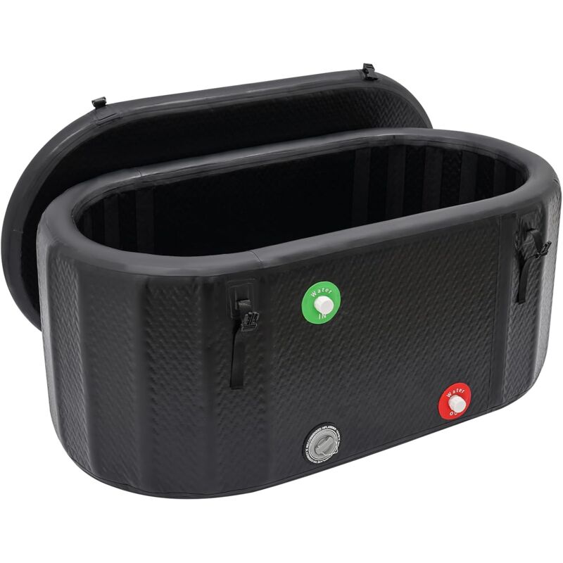 Gojoy - Baignoire à glace gonflable, ovale, avec pompe gonflable, thérapie par le froid, pour sportifs, camp d'été, intérieur, extérieur, noir, 150 x