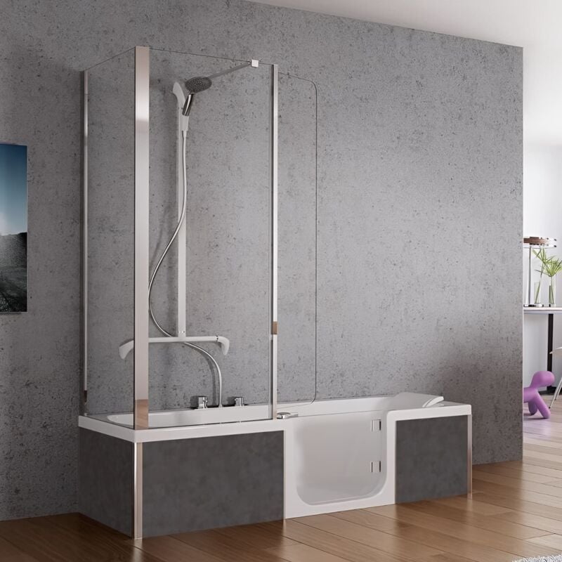 Baignoire à porte PMR DUO sans accessoires 180x80 espace douche à gauche tête à droite