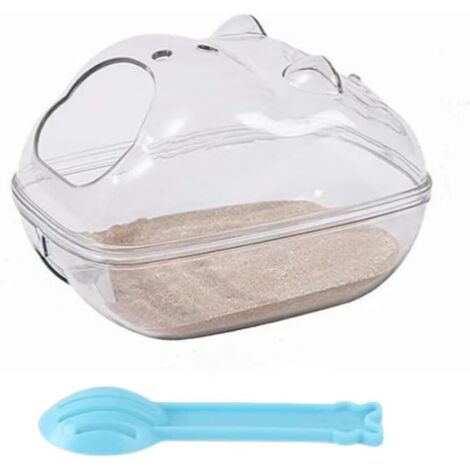 baignoire à sable pour hamster en plastique transparente 13 x 9 x 9 cm avec pelle