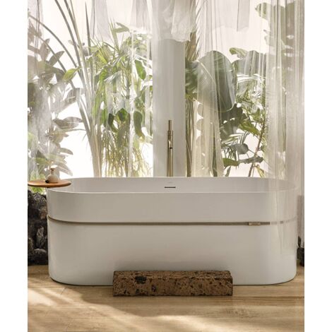 Baignoire acrylique en îlot avec cordon Blanc brillant - Tempo