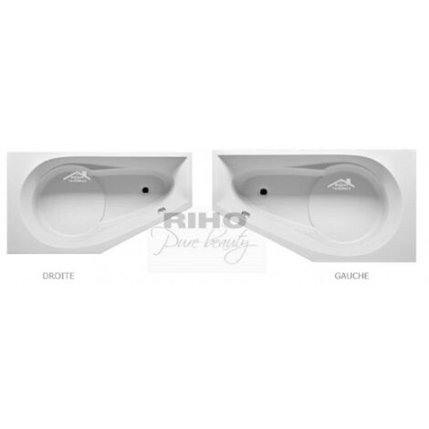 Baignoire acrylique RIHO d'angle YUKON 160x90 cm-AAB2BD-Gauche-Sans tablier-Gris-90 --