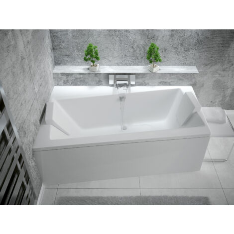 Baignoire angle gauche ZIANIGI avec tablier - Dimensions: 170cm - Blanc