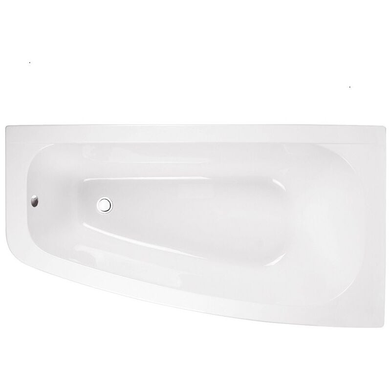 Otitec - Baignoire asymétrique Droite - luna - 150 x 80 - avec Tablier - Repose Tête offert - Blanc