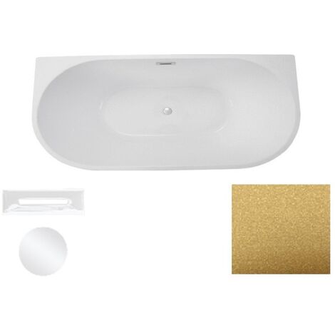 Baignoire asymétrique dorée glam avec bonde blanc VICA 170x80