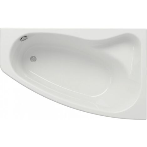 Baignoire asymétrique droite 160x100 – 100% acrylique – Capacité 265 L – Fond renforcé pour durabilité – Livrée avec pieds réglables – Glass