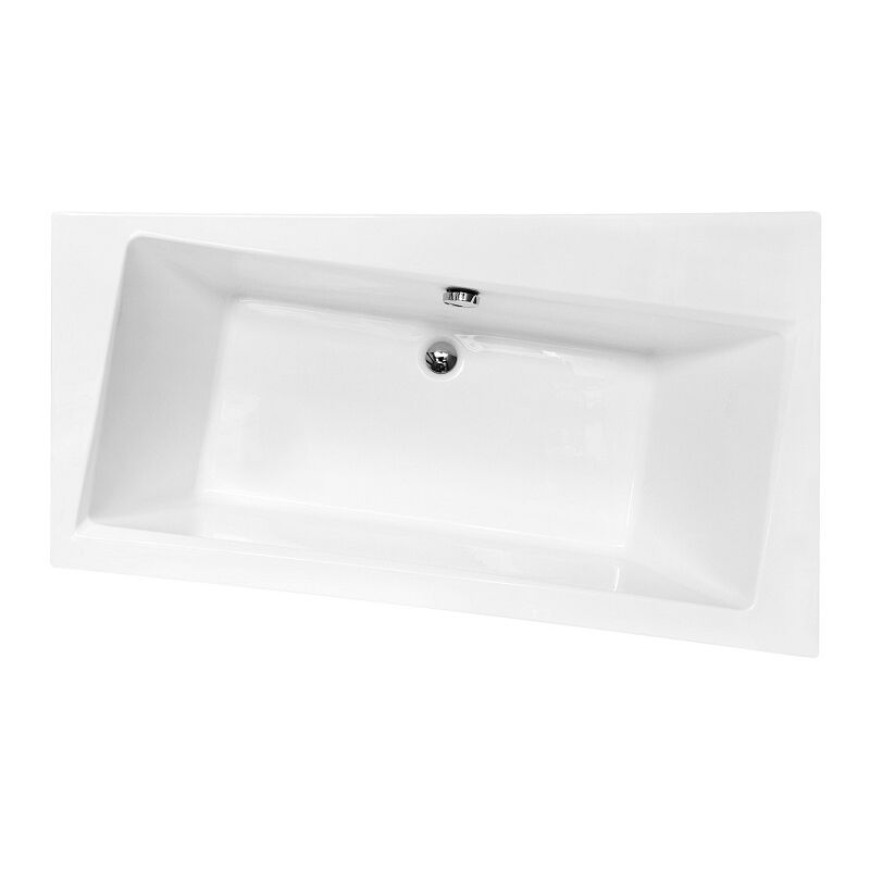 Otitec - Baignoire asymétrique Droite - infinity - 150 x 90 - avec Tablier - Repose Tête offert - Blanc