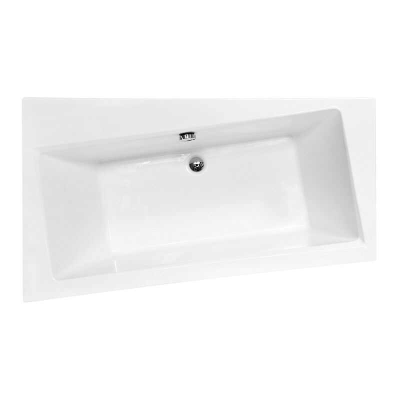 Otitec - Baignoire asymétrique Gauche - infinity - 160 x 100 - avec Tablier - Repose Tête offert - Blanc