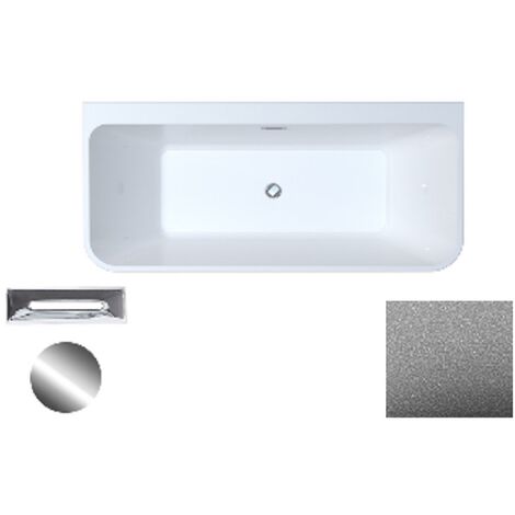 Baignoire asymétrique Glam chrome avec bonde chrome VARYA 150x75