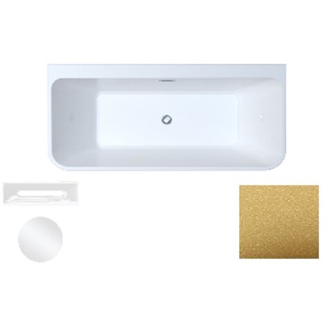Baignoire asymétrique Glam dorée avec bonde blanc VARYA 150x75