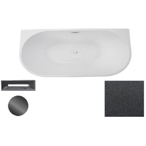 Baignoire asymétrique graphite glam avec bonde graphite VICA 150x80