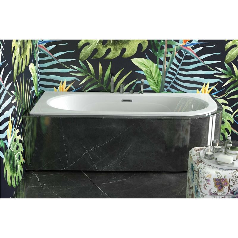 Otitec - Baignoire asymétrique gauche blanc avec bonde chome avita slim + 170x75